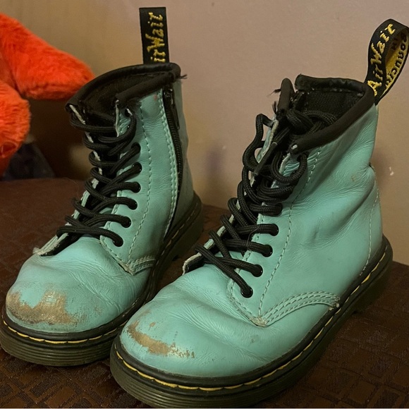 Dr. Martens Other - Dr. Martens Toddler Size 9c Light Teal Aqua Lace-Up Zip Combat Boots
